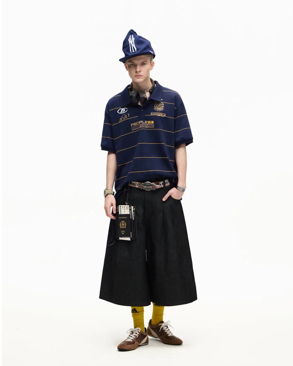Peoplesense Gold Pinstripe Quick-Dry Polo