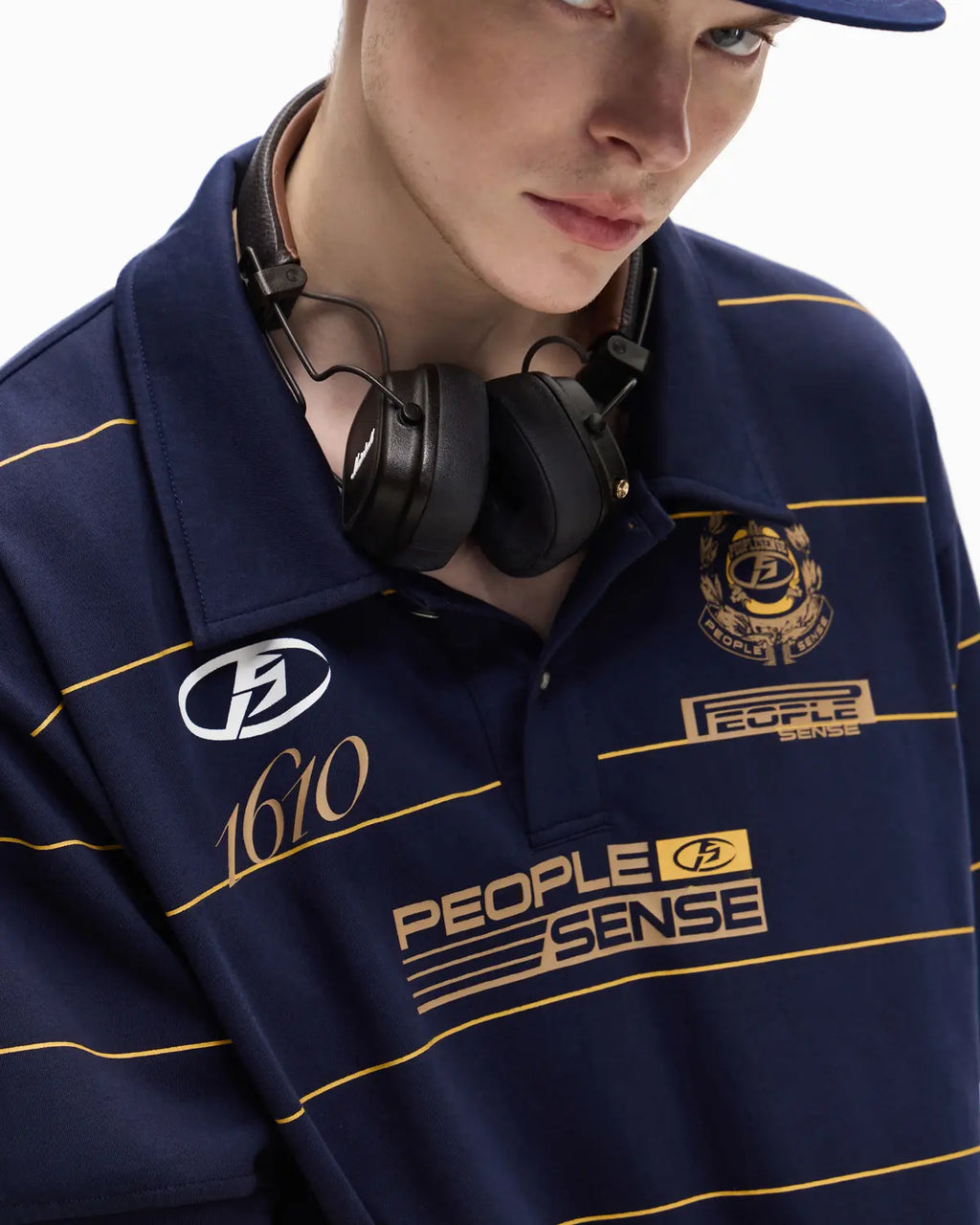 Peoplesense Gold Pinstripe Quick-Dry Polo