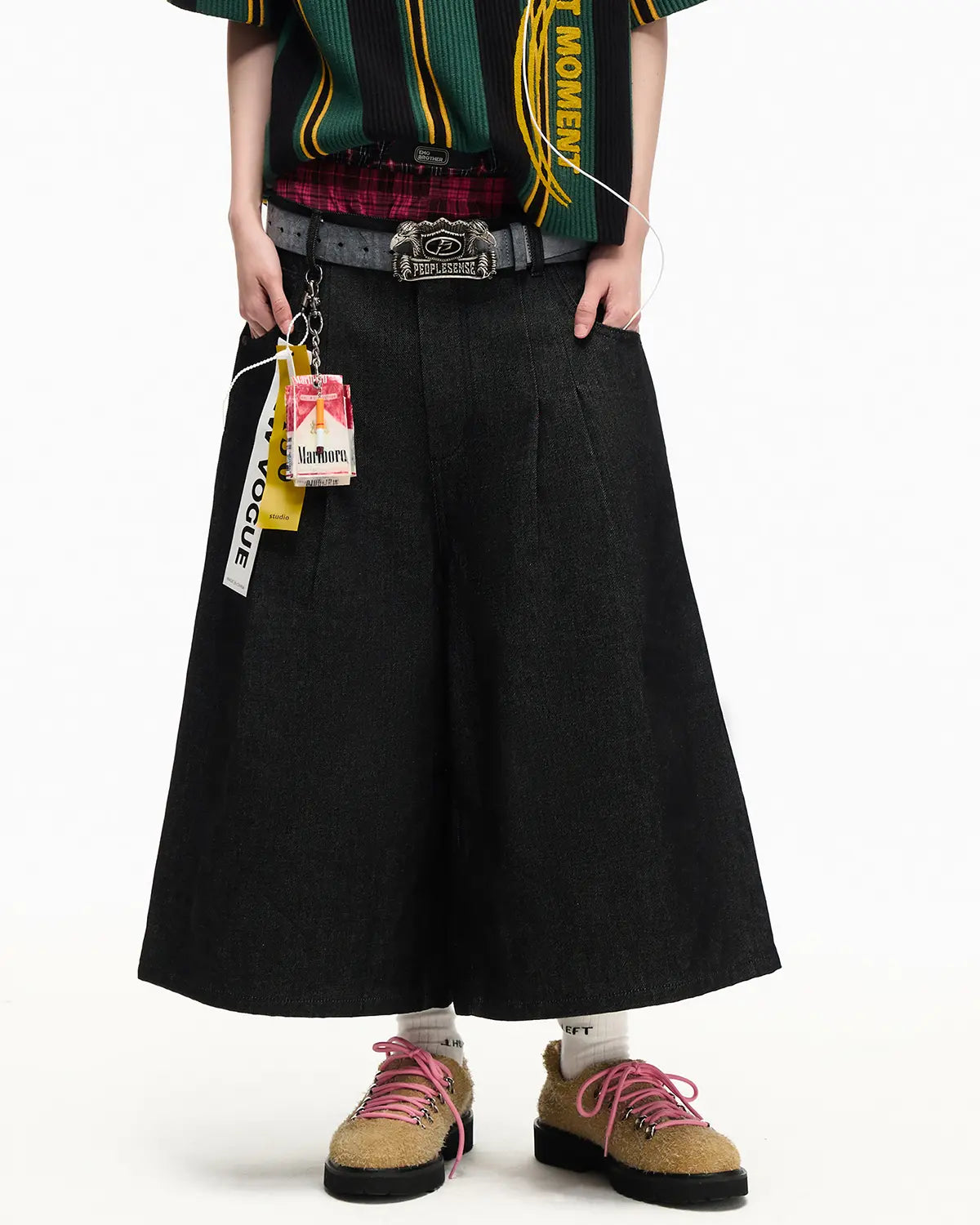 Peoplesense Pleated Baggy Raw Denim Jorts