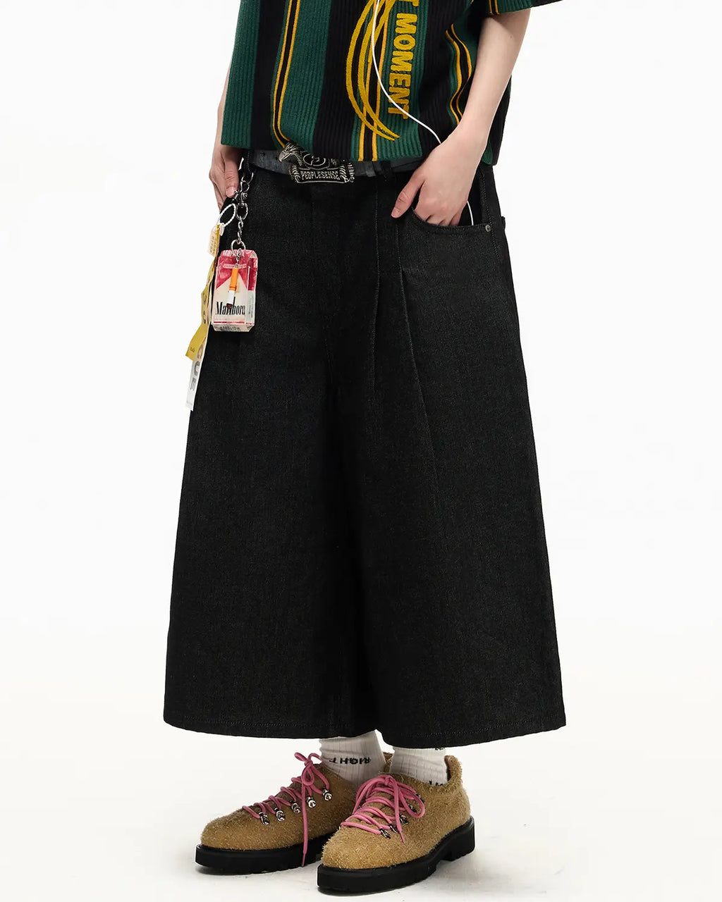 Peoplesense Pleated Baggy Raw Denim Jorts