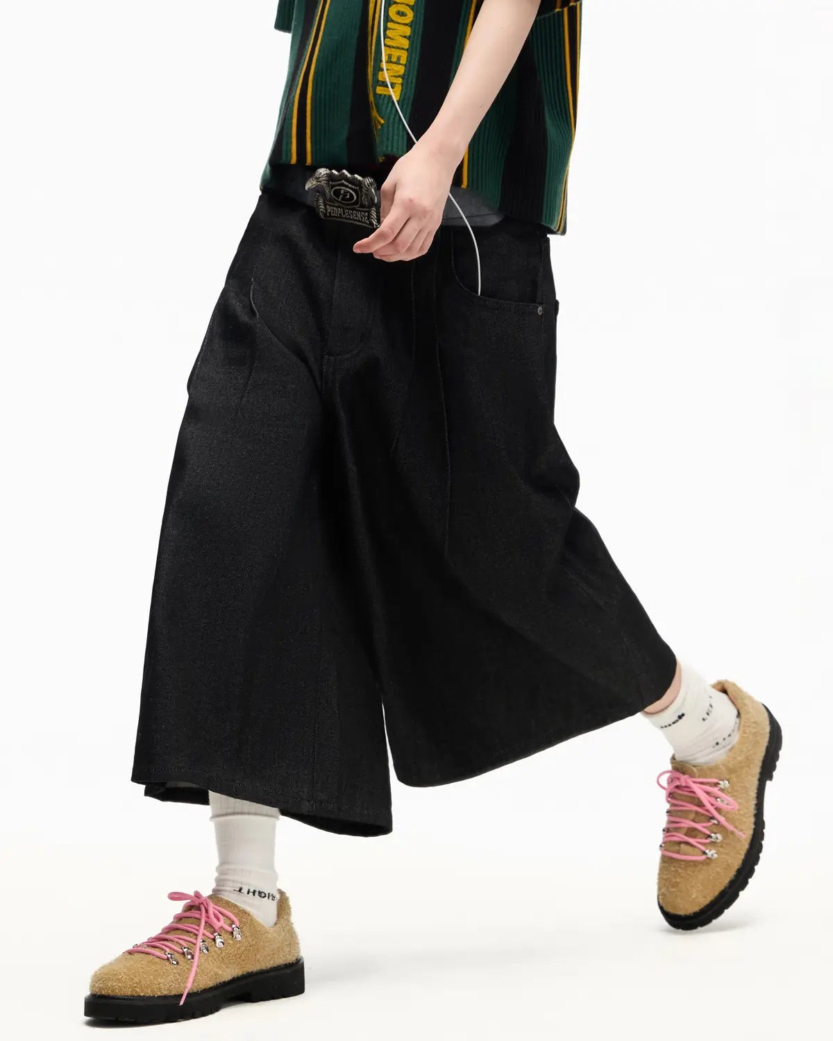 Peoplesense Pleated Baggy Raw Denim Jorts