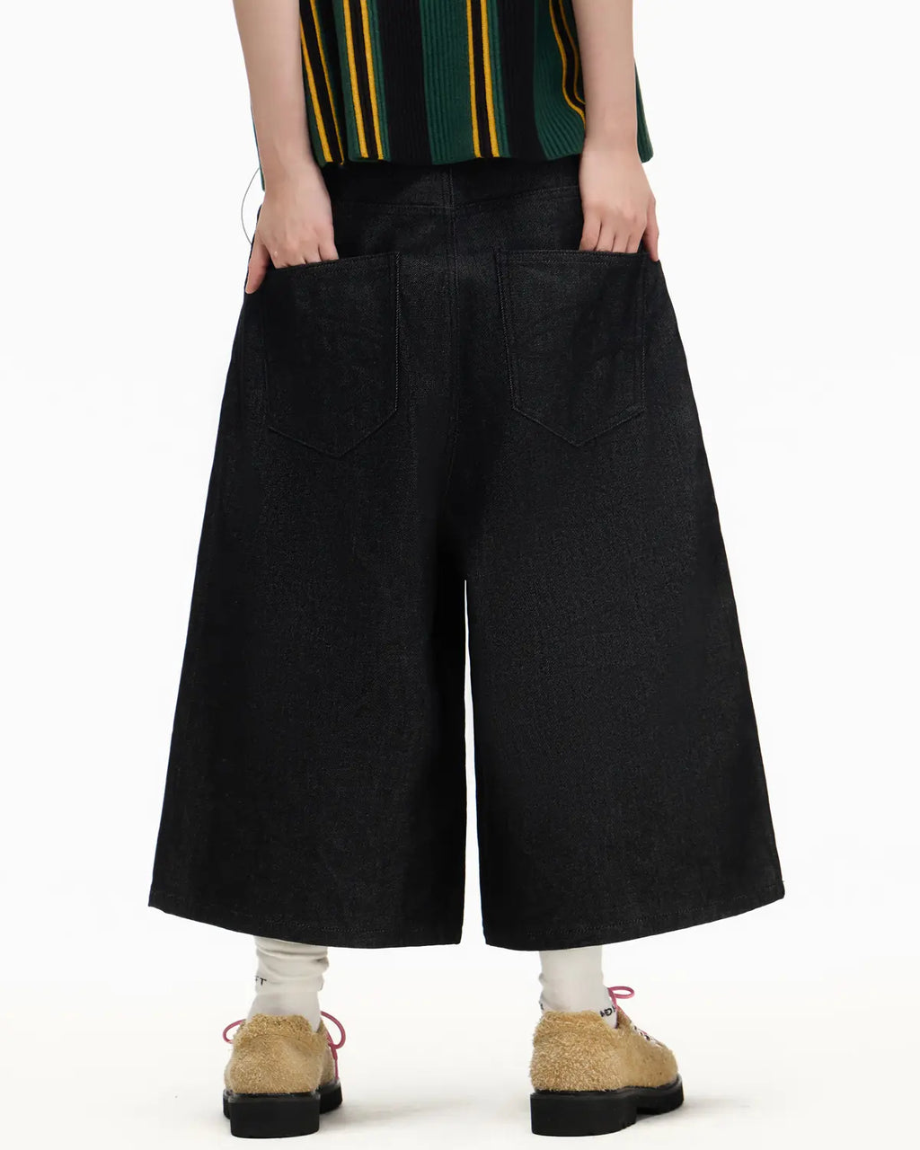 Peoplesense Pleated Baggy Raw Denim Jorts