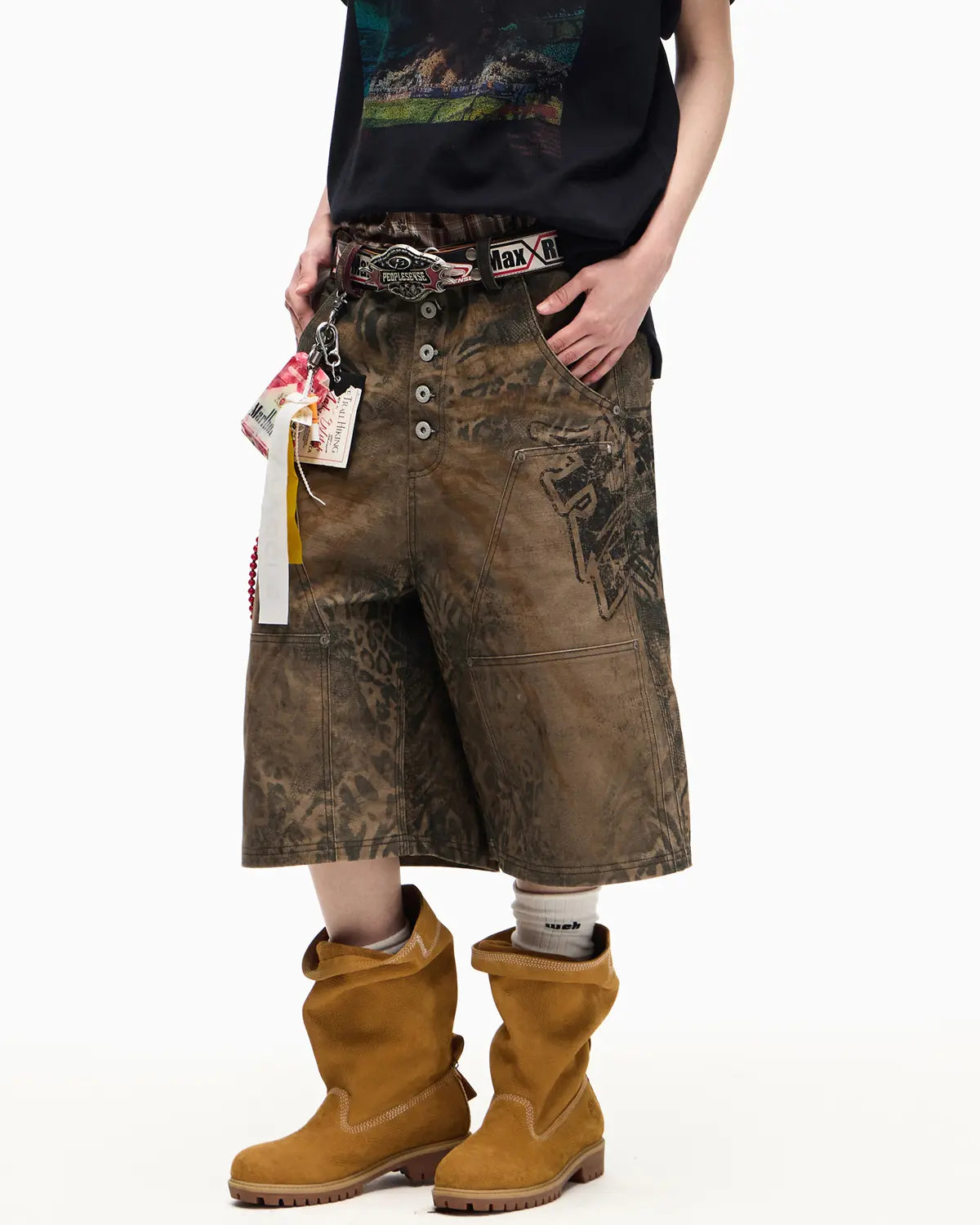 Peoplesense Tiger Print Cargo Jorts