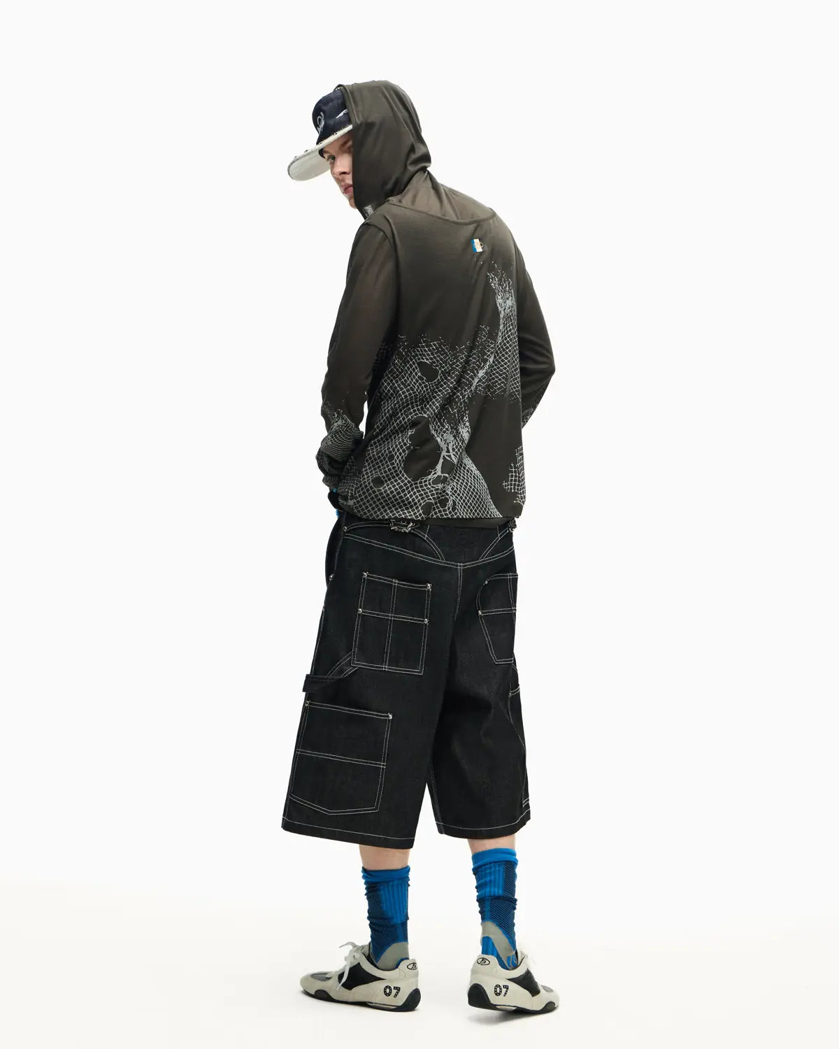 Peoplesense Vintage Mesh Fitted Hoodie Gray