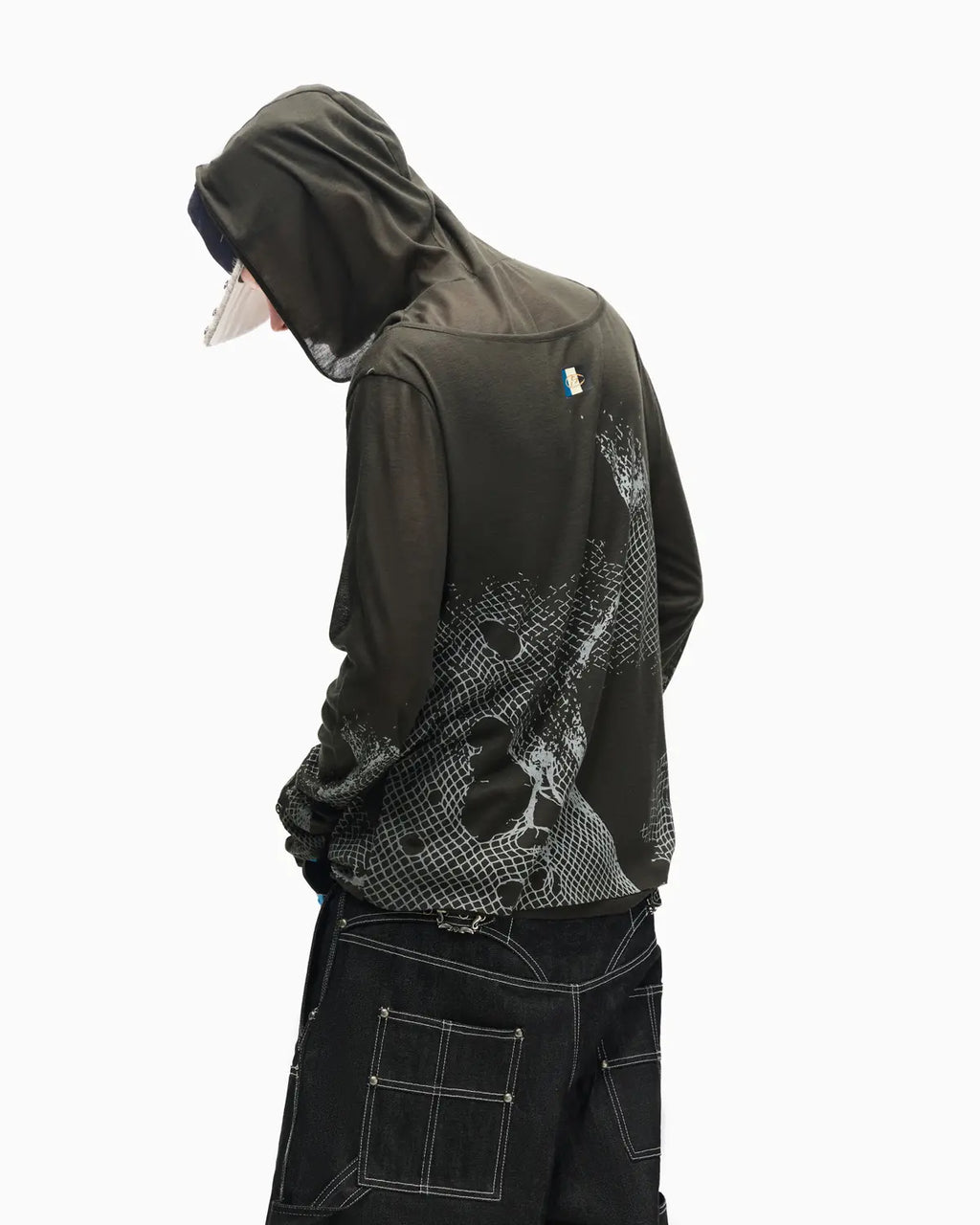 Peoplesense Vintage Mesh Fitted Hoodie Gray