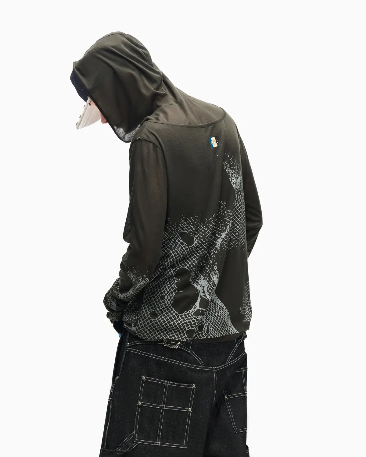 Peoplesense Vintage Mesh Fitted Hoodie Gray