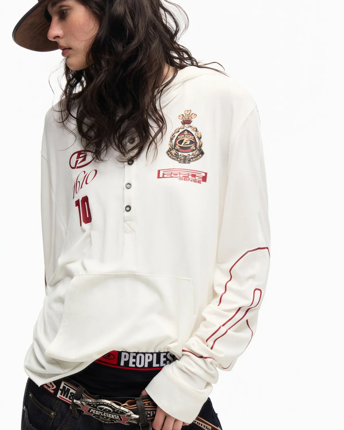 Peoplesense Bamboo Stretch Fitted Football Hoodie White