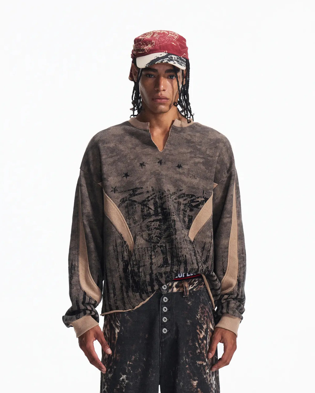 Peoplesense Tonal Camo Distressed Sweatshirt
