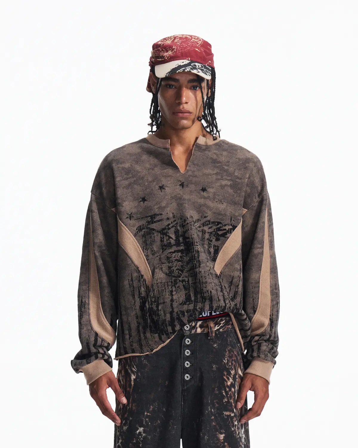 Peoplesense Tonal Camo Distressed Sweatshirt