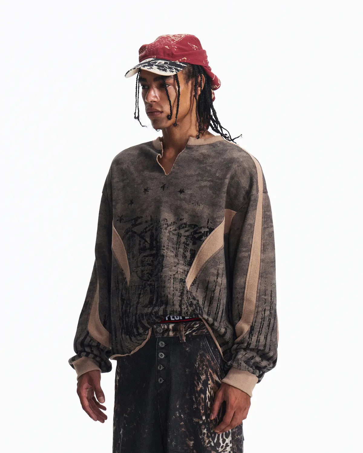 Peoplesense Tonal Camo Distressed Sweatshirt
