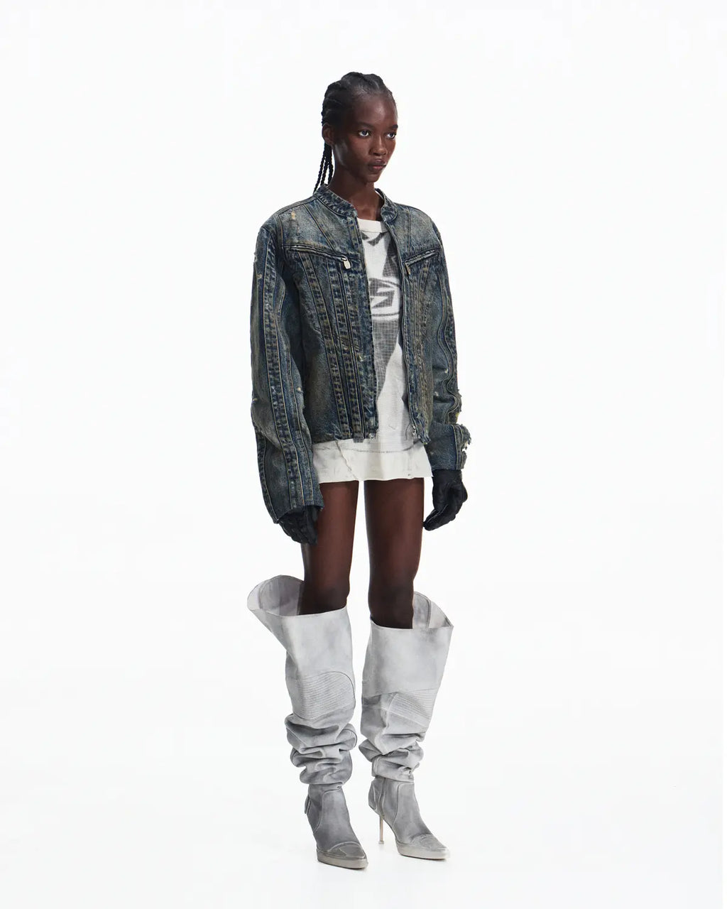 Peoplesense Racer Distressed Plaid Jacket