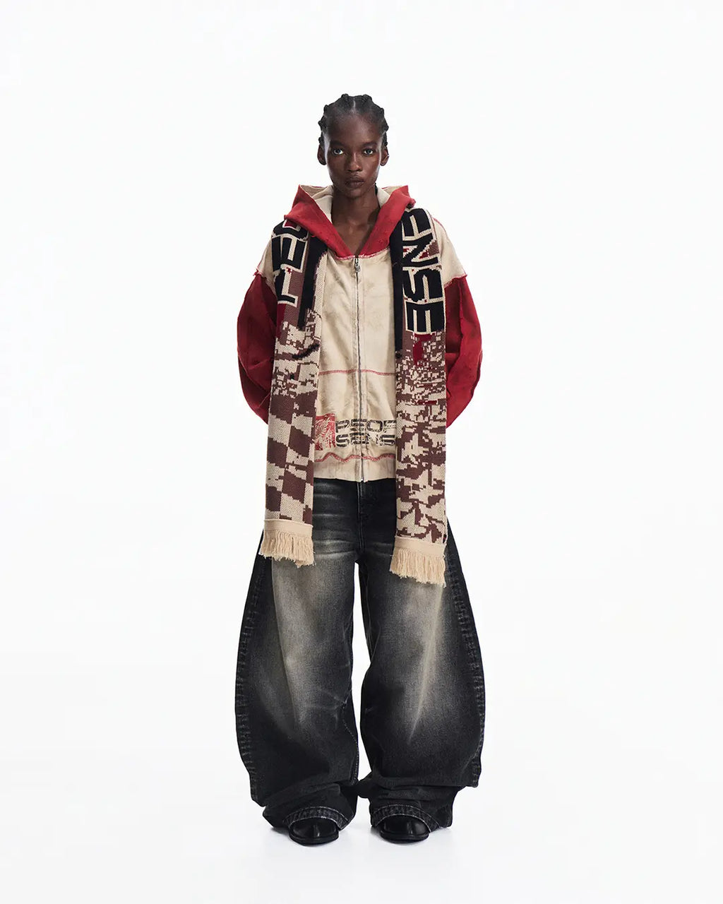 Peoplesense Distressed Two-Tone Hoodie