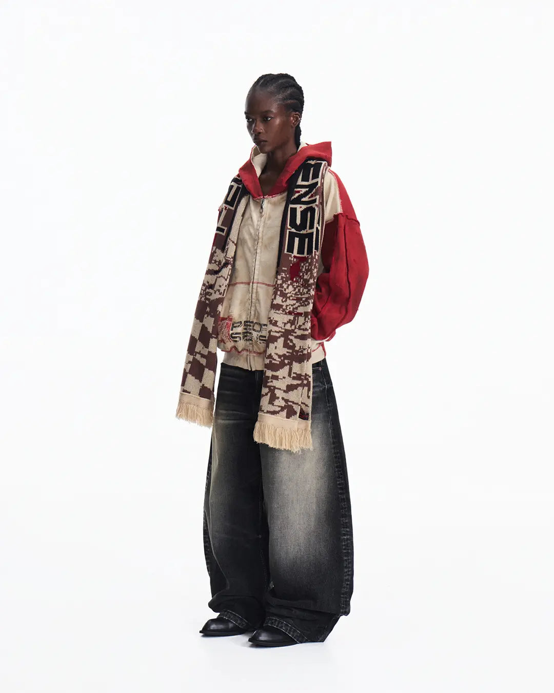 Peoplesense Distressed Two-Tone Hoodie