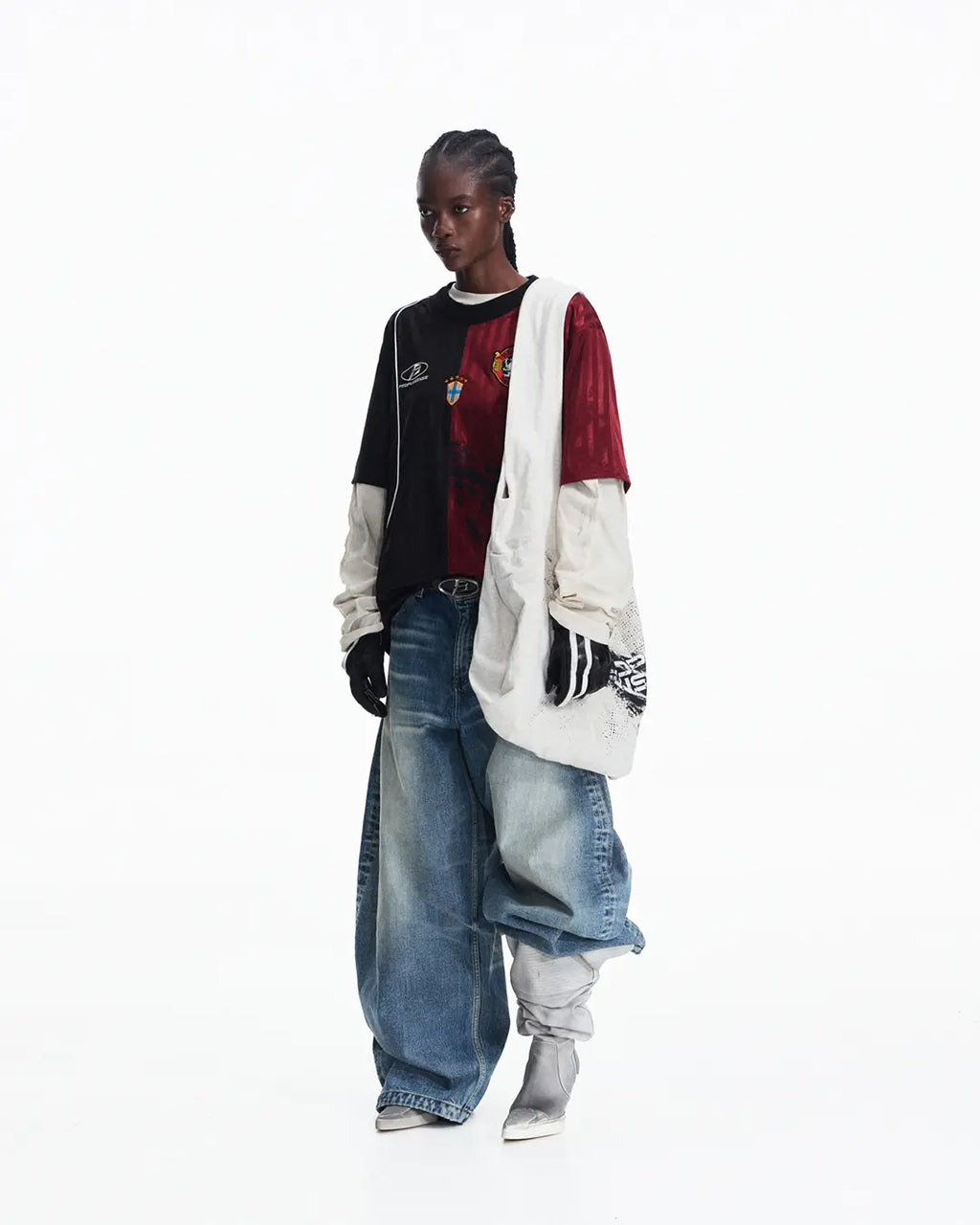 Peoplesense Two-in-One Striped Football Long Sleeve Tee