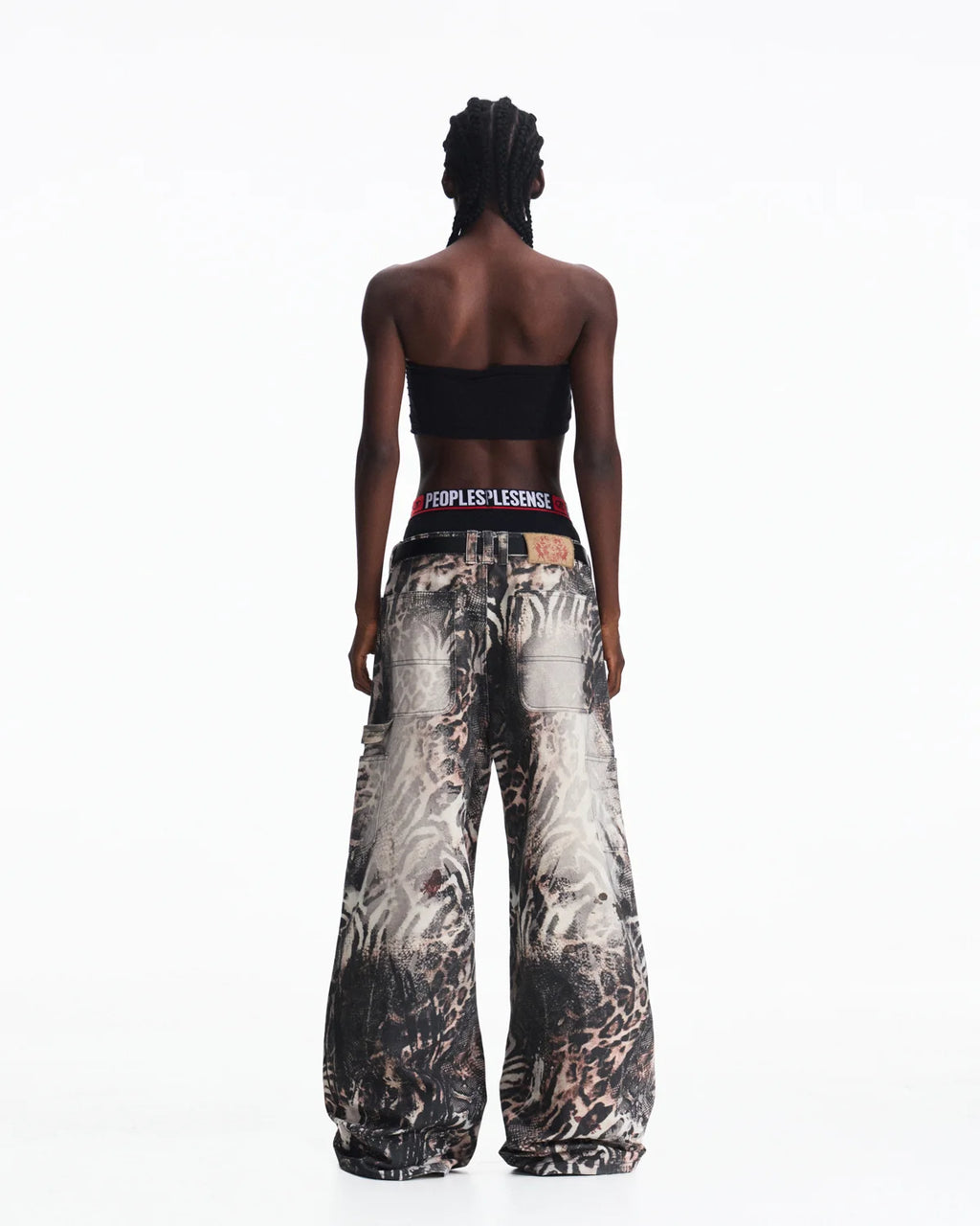 Peoplesense Washed Animal Print Straight-Leg Pants