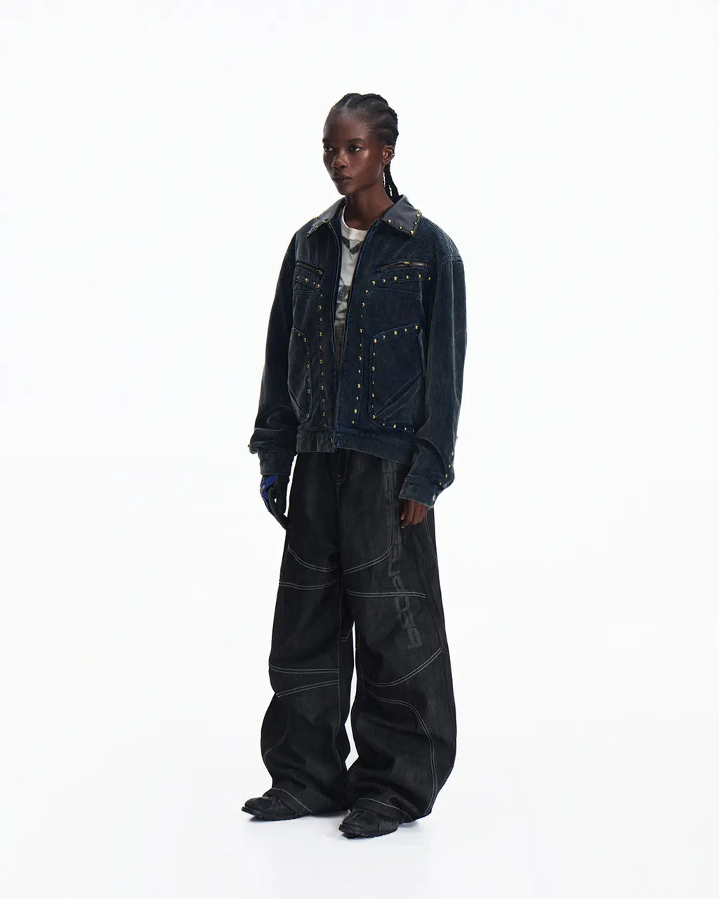 Peoplesense Curved Black Raw Denim Jeans