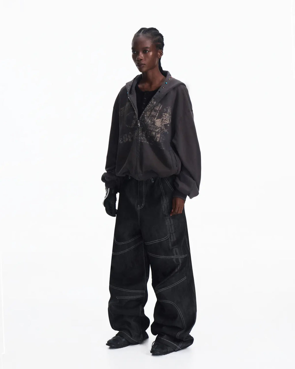 Peoplesense Asymmetric Graphic Racing Pullover