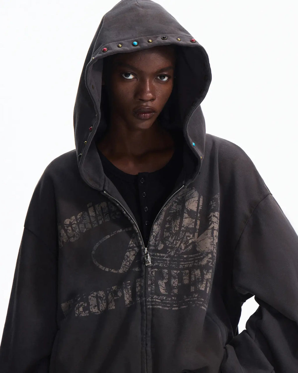 Peoplesense Asymmetric Graphic Racing Pullover