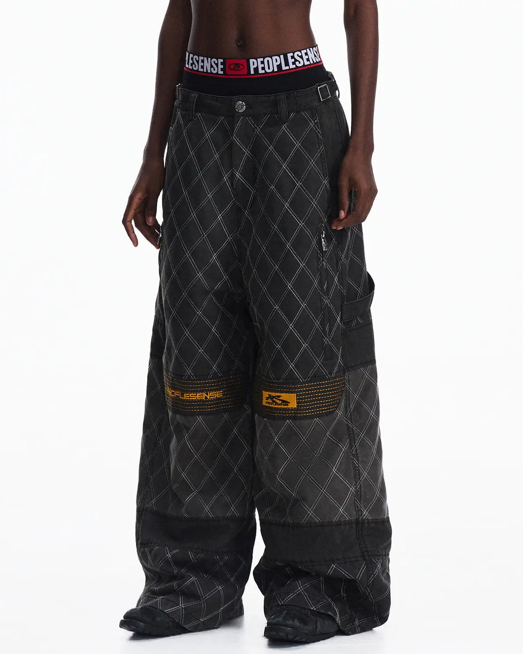 Peoplesense Washed Racing Diamond Stitch Pants