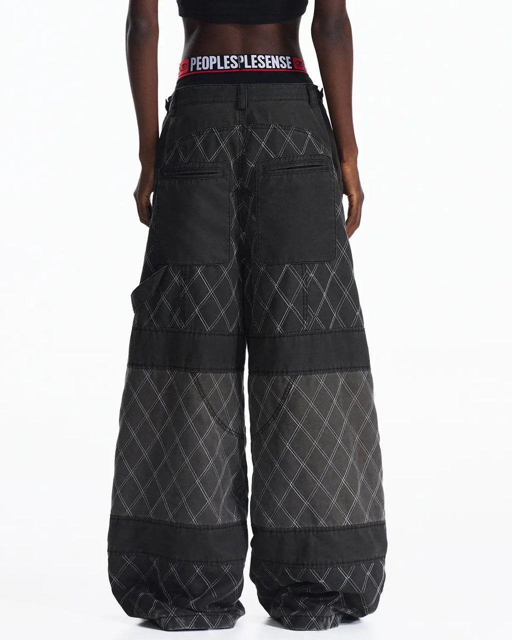 Peoplesense Washed Racing Diamond Stitch Pants