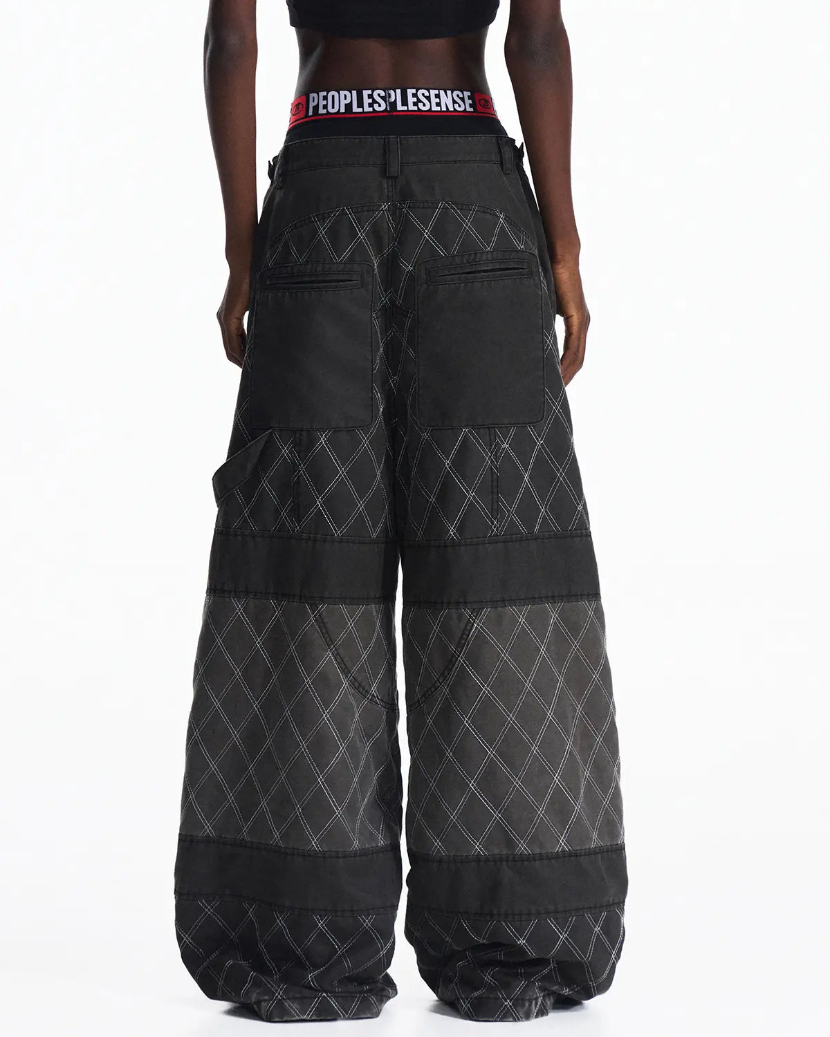 Peoplesense Washed Racing Diamond Stitch Pants