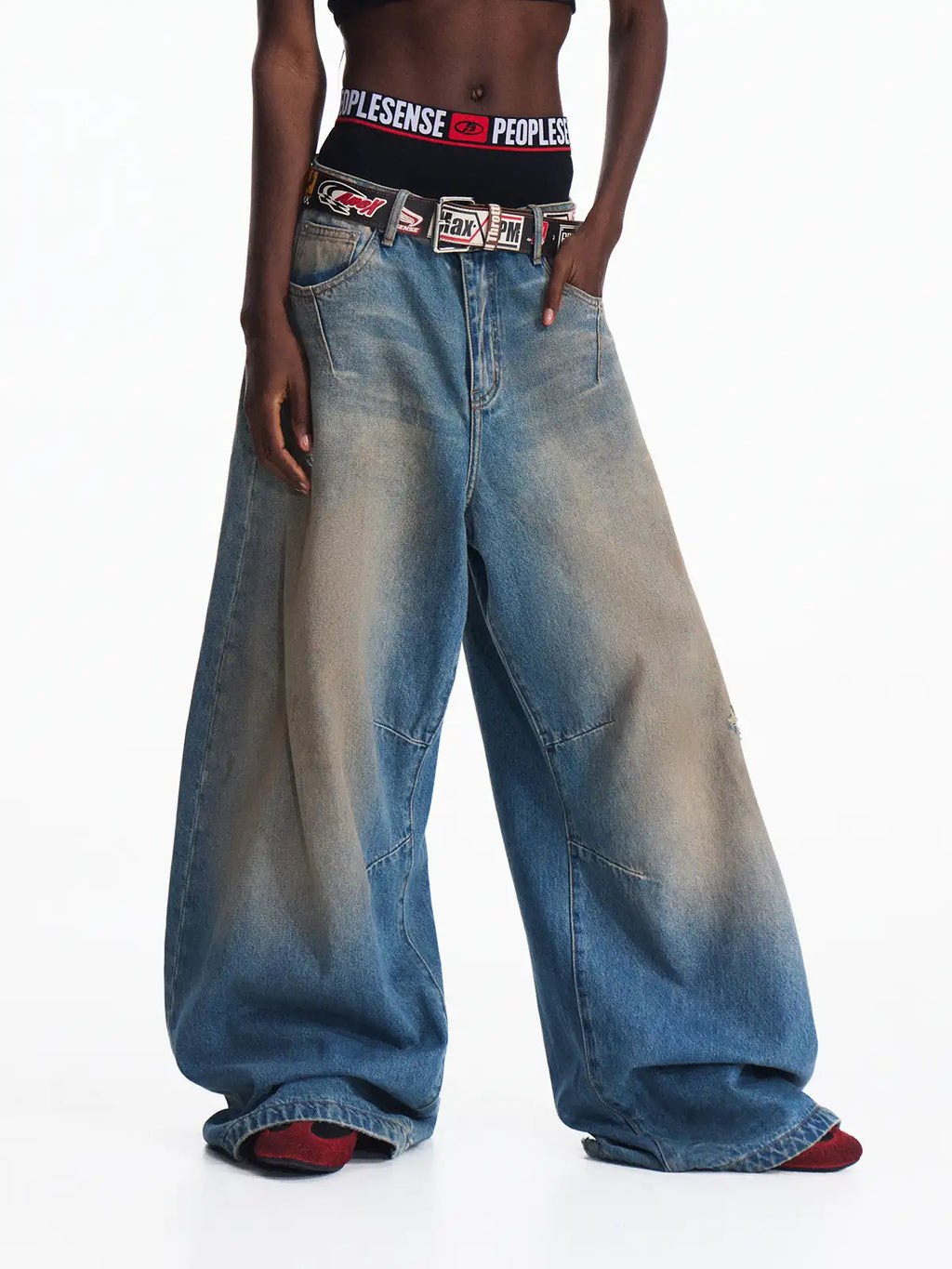 Peoplesense Schlammgefärbte Ballon-Jeans aus Denim