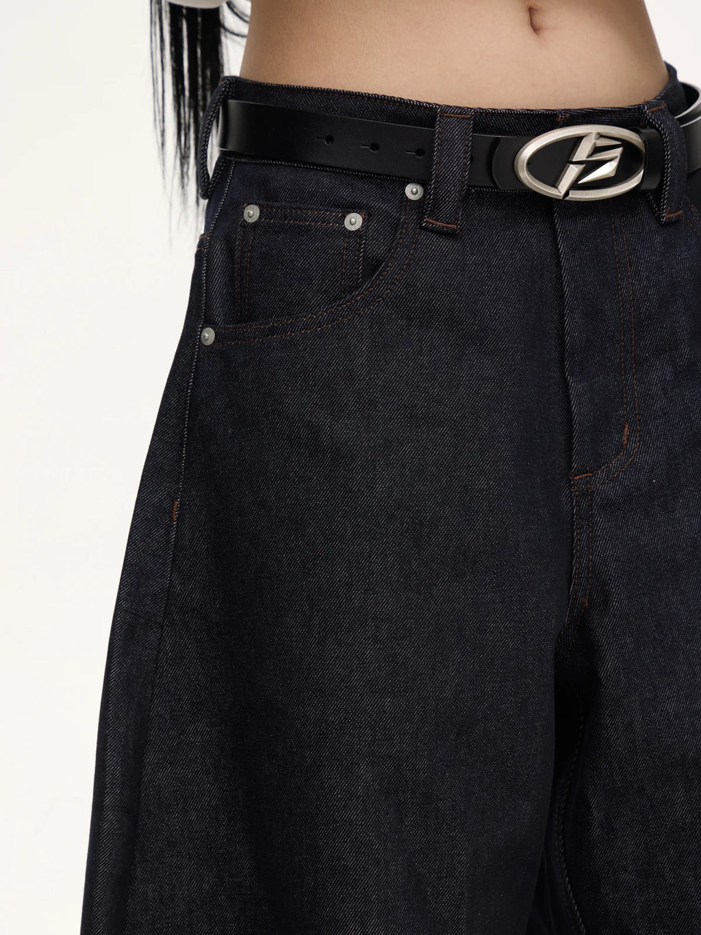 Peoplesense Dark Blue Raw Denim Jeans with Wide-leg – peoplesense Peoplesense Dark Blue Raw Denim Jeans with Wide-leg – peoplesense