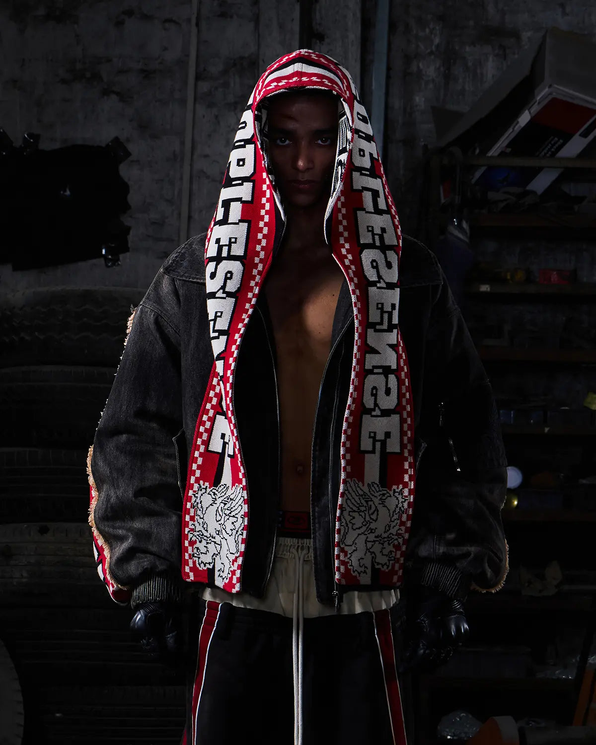 Peoplesense Racing Scarf Denim Jacket