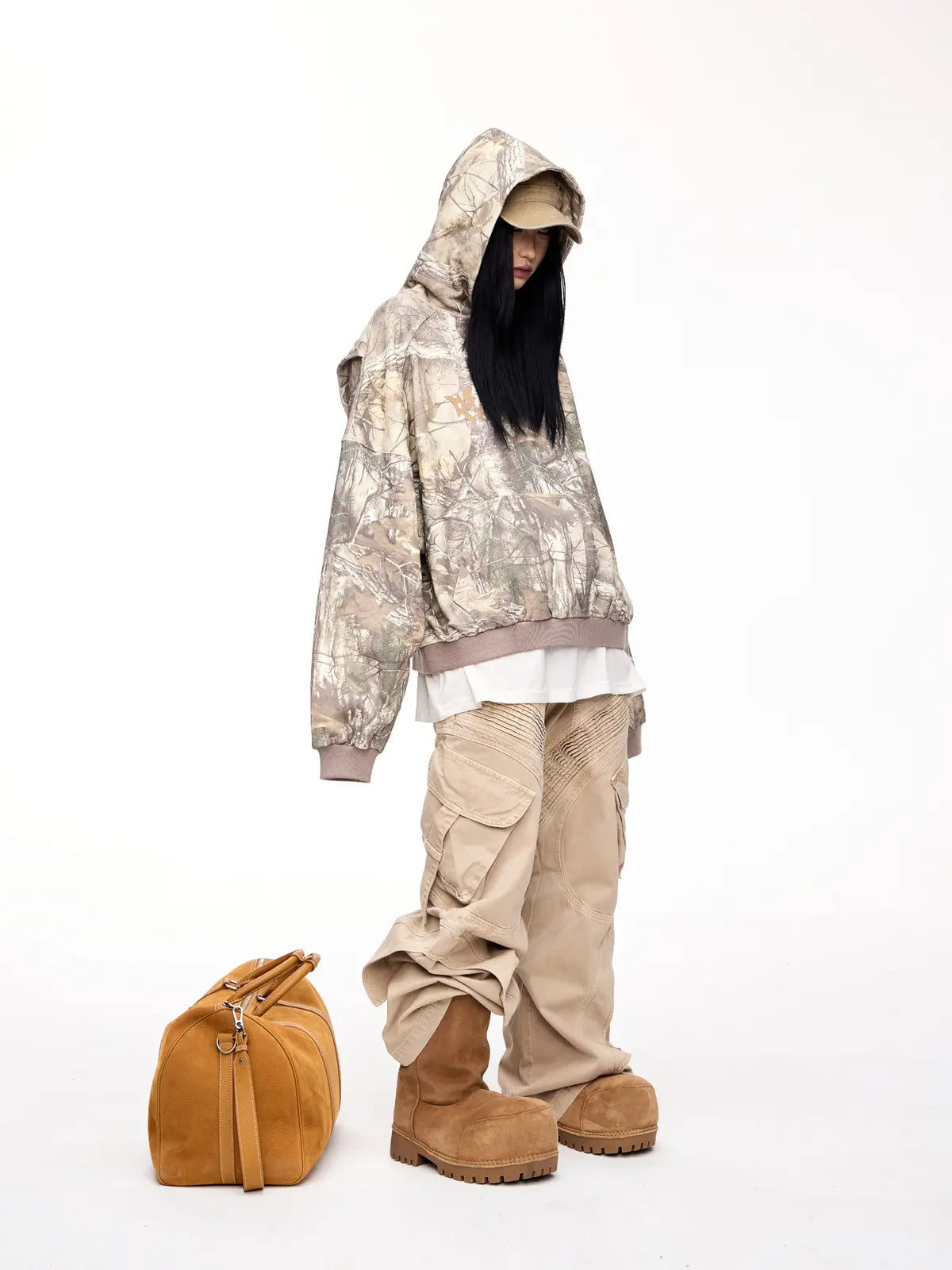 Peoplesense Pleated Straight Cargo Pants