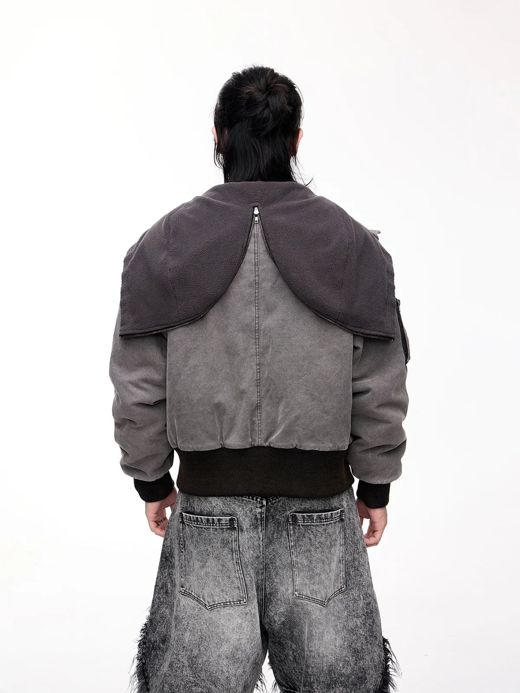 Peoplesense Hooded  Bomber Jacket Grey