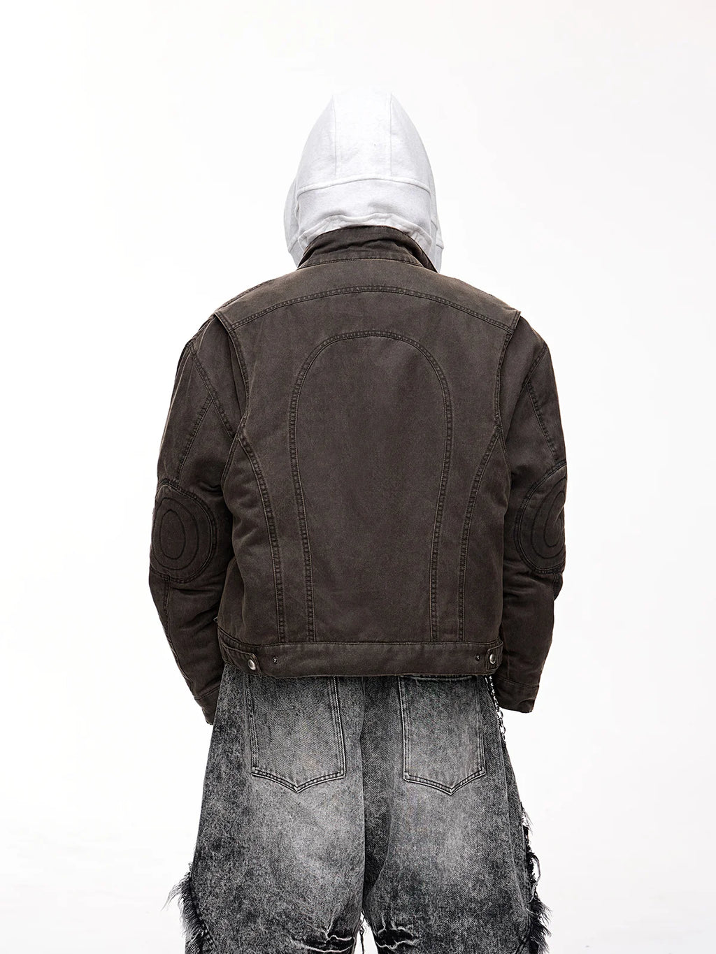Peoplesense Cropped Hem Button Cotton Jacket