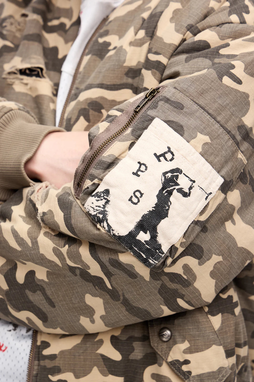 Peoplesense Camo Ripped Flight Jacket