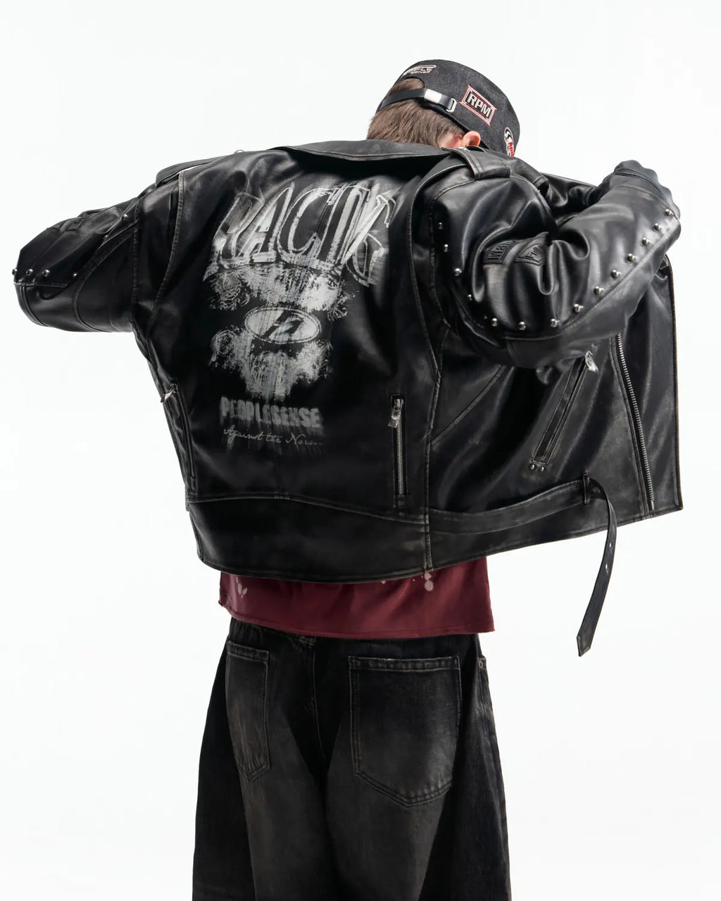 Peoplesense Vintage Rub-Off Racer Appliqué Jacket