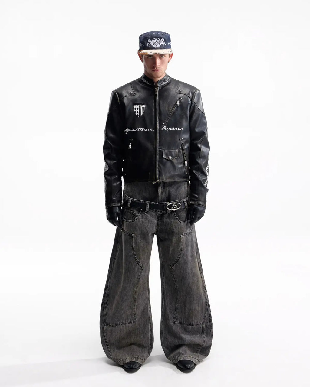 Peoplesense Vintage Rub-Off Racing Moto Jacket