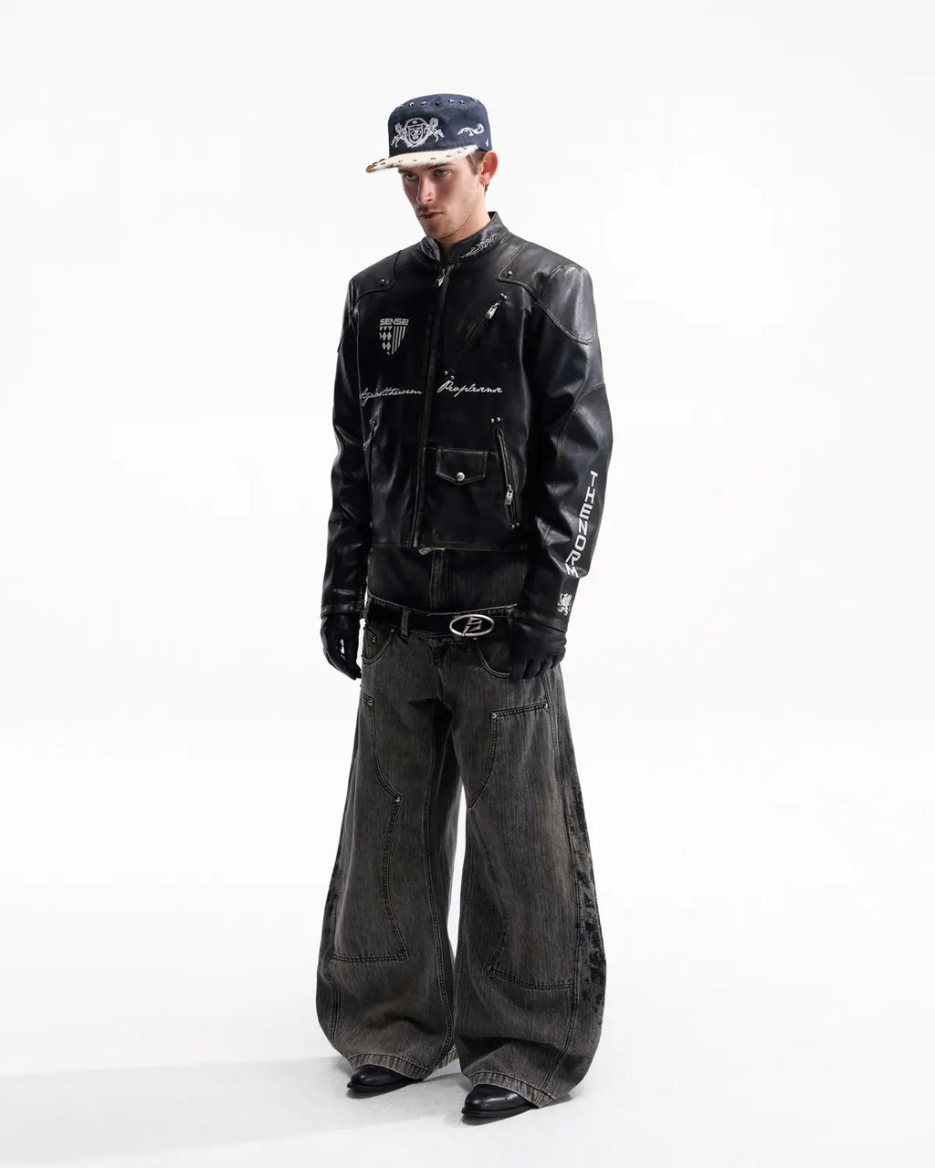 Peoplesense Vintage Rub-Off Racing Moto Jacket