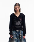 Peoplesense besticktes Henley Langarm-T-Shirt