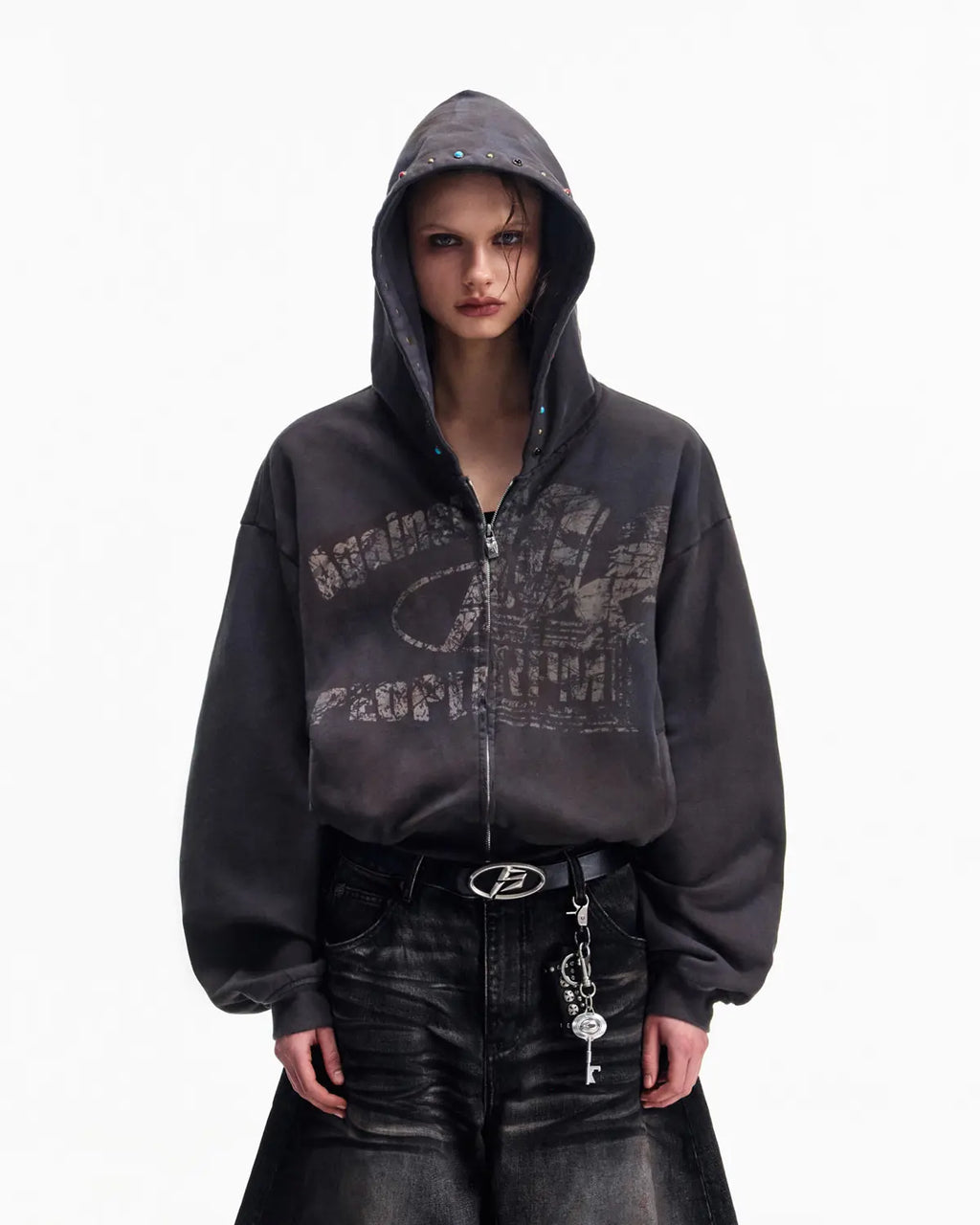 Peoplesense Asymmetric Graphic Racing Hoodie