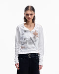 Peoplesense Embroidered Henley Sleeve T-Shirt White