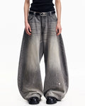 Peoplesense Vintage Ink-Splatter Grey Wide-Leg Jeans
