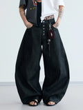 Peoplesense Black Raw Denim Jeans with Button Fly
