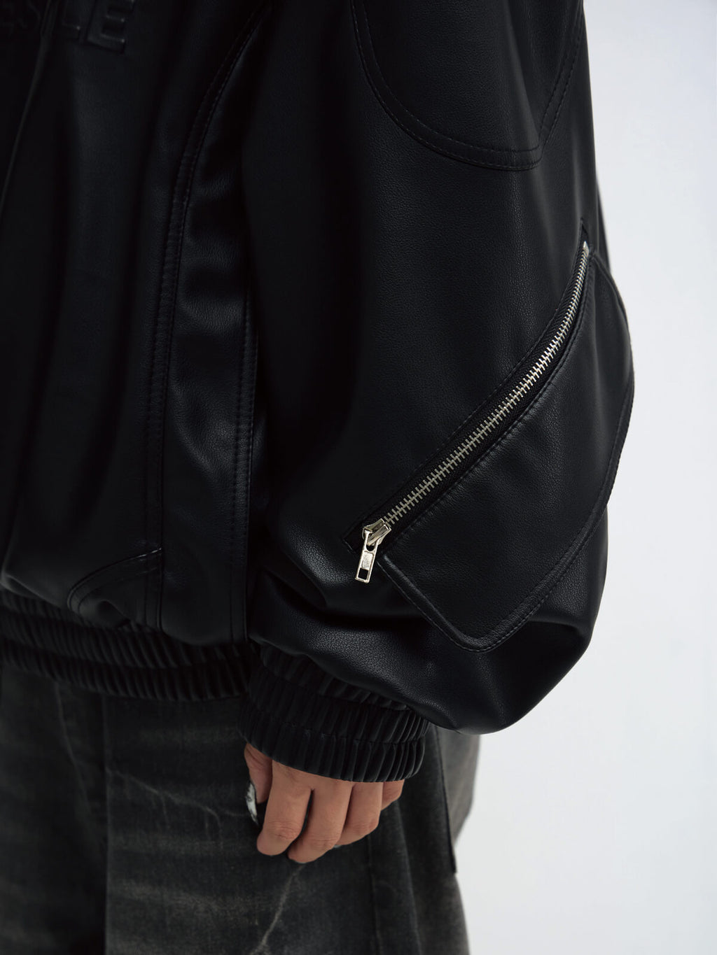 Peoplesense 3D Embossed Faux Leather Hoodie