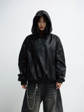Peoplesense 3D Embossed Faux Leather Hoodie
