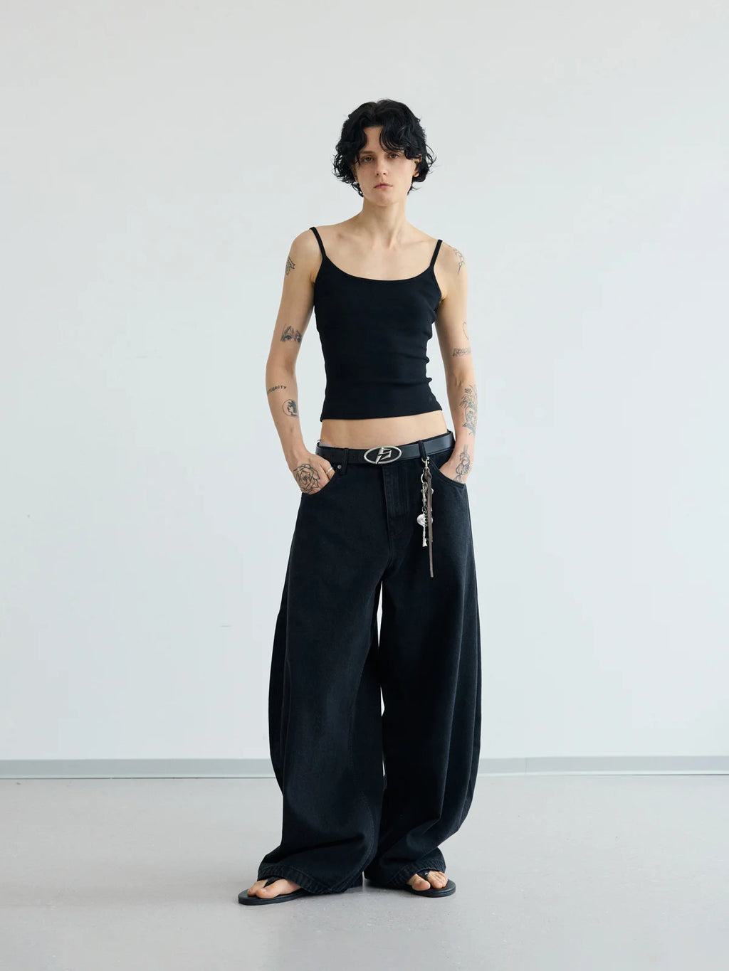 Peoplesense A-line Wide-leg Jeans  Black