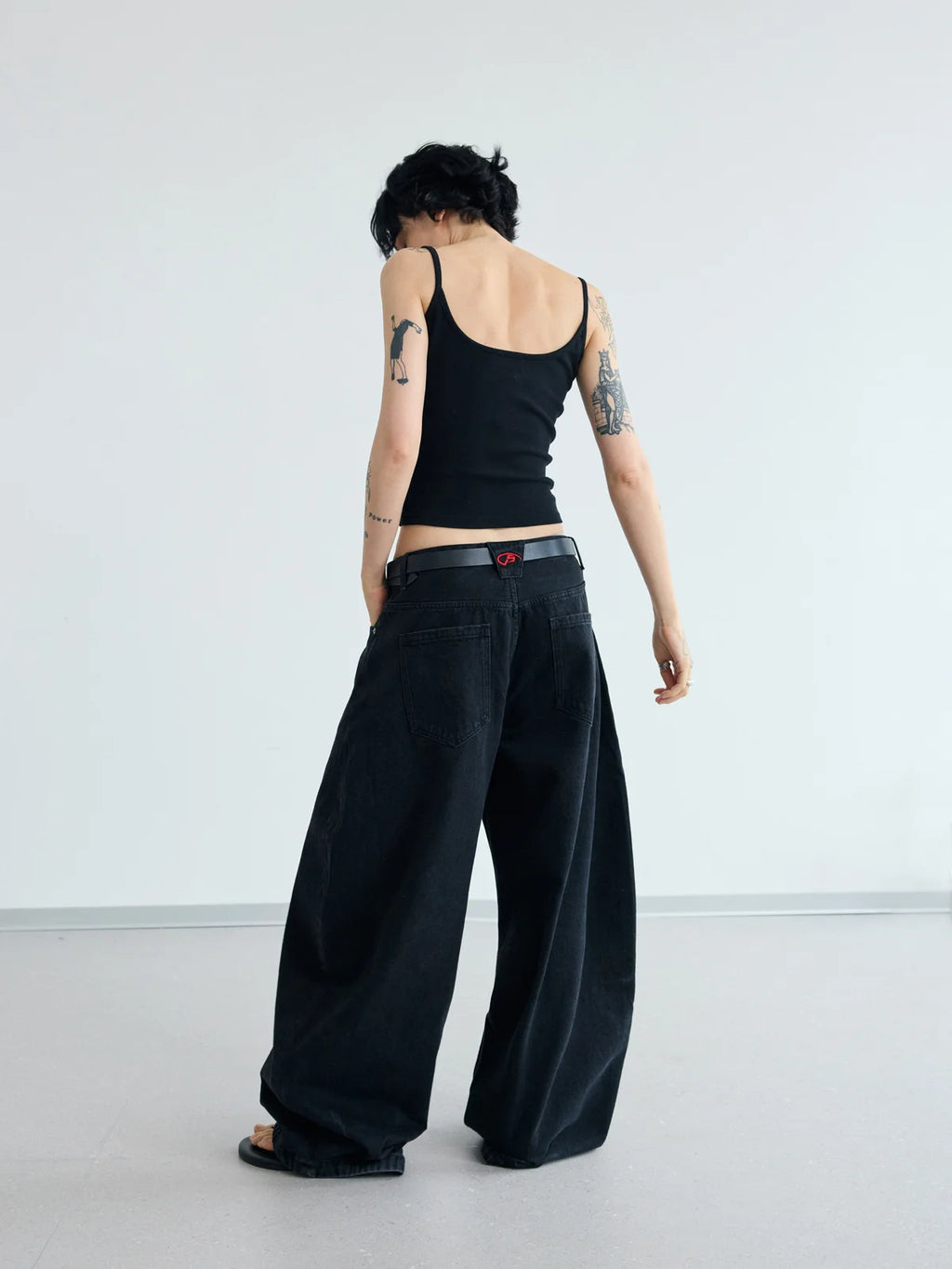 Peoplesense A-line Wide-leg Jeans  Black