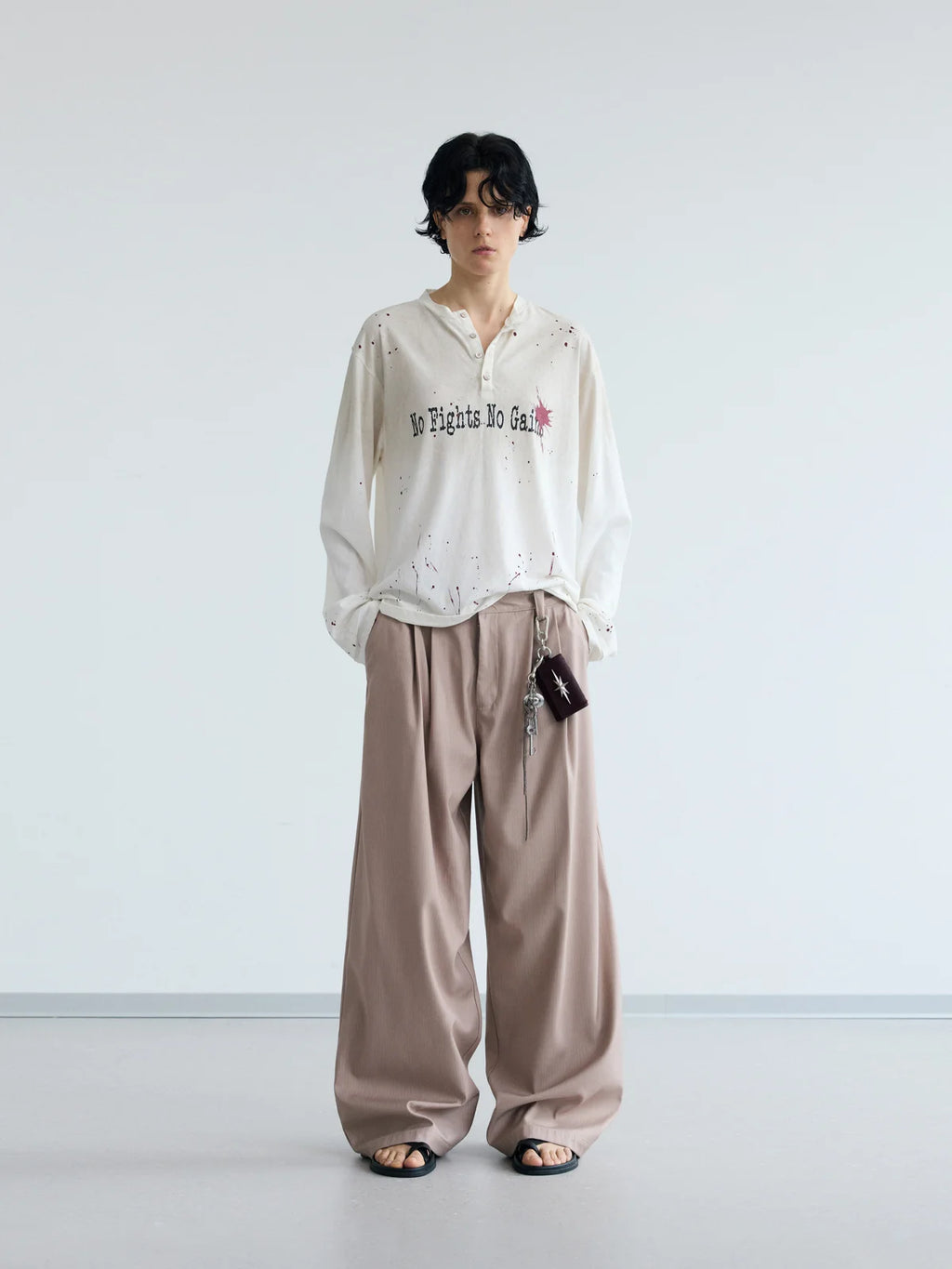 Peoplesense ダーティーウォッシュ ヘンリー スローガンTシャツ