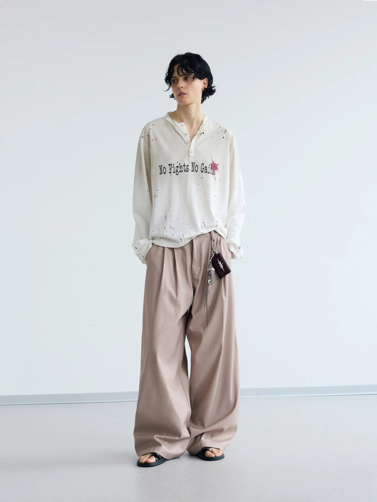 Peoplesense ダーティーウォッシュ ヘンリー スローガンTシャツ