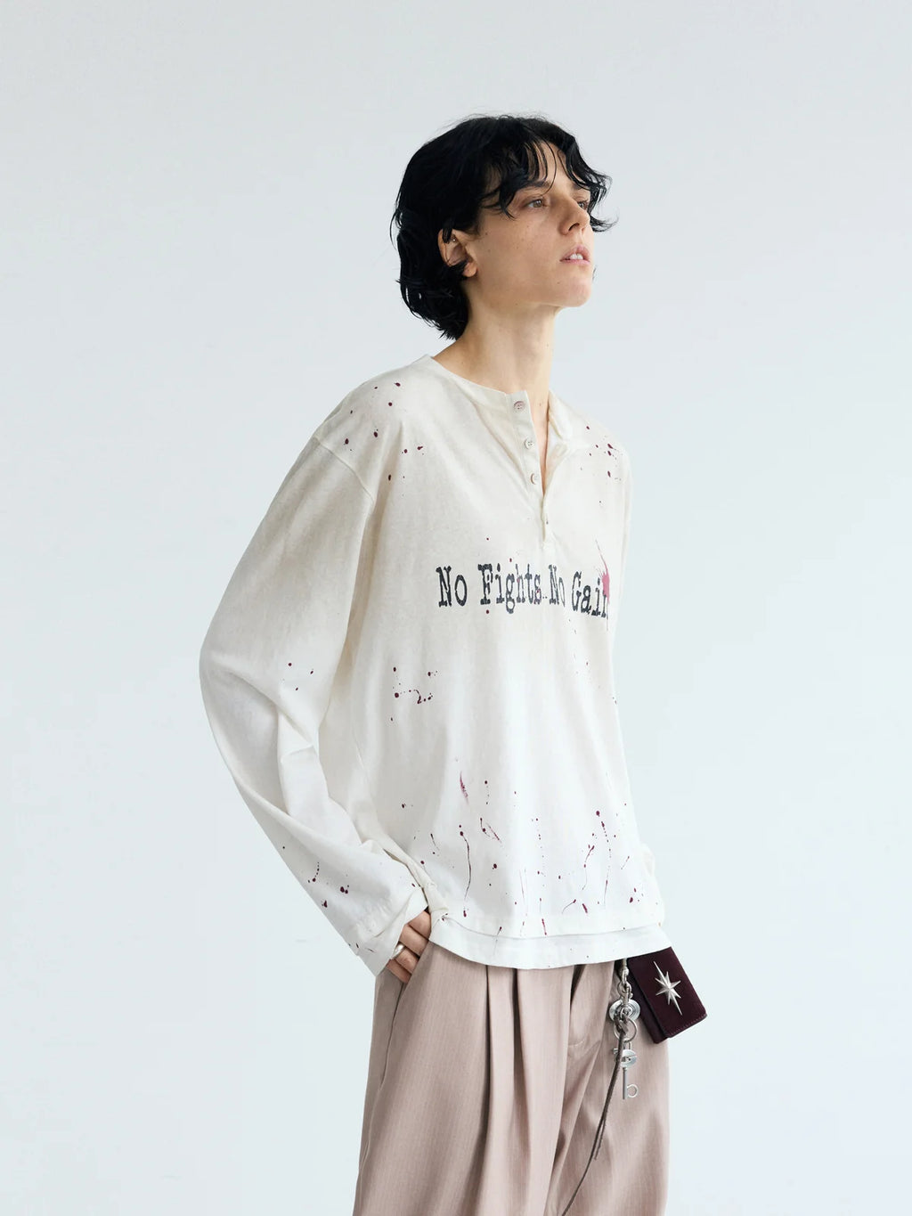 Peoplesense ダーティーウォッシュ ヘンリー スローガンTシャツ