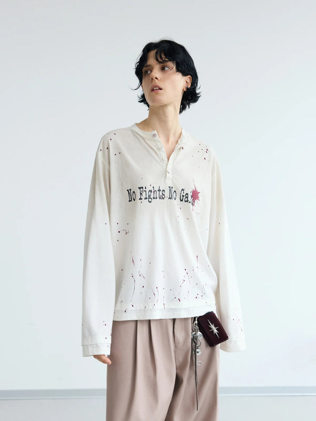 Peoplesense ダーティーウォッシュ ヘンリー スローガンTシャツ