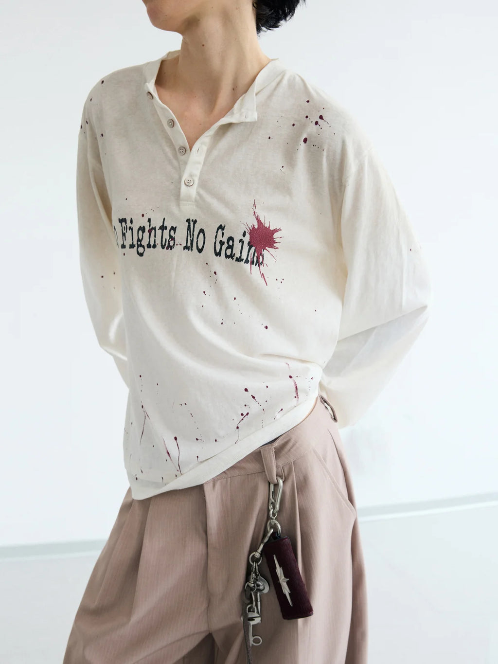 Peoplesense ダーティーウォッシュ ヘンリー スローガンTシャツ