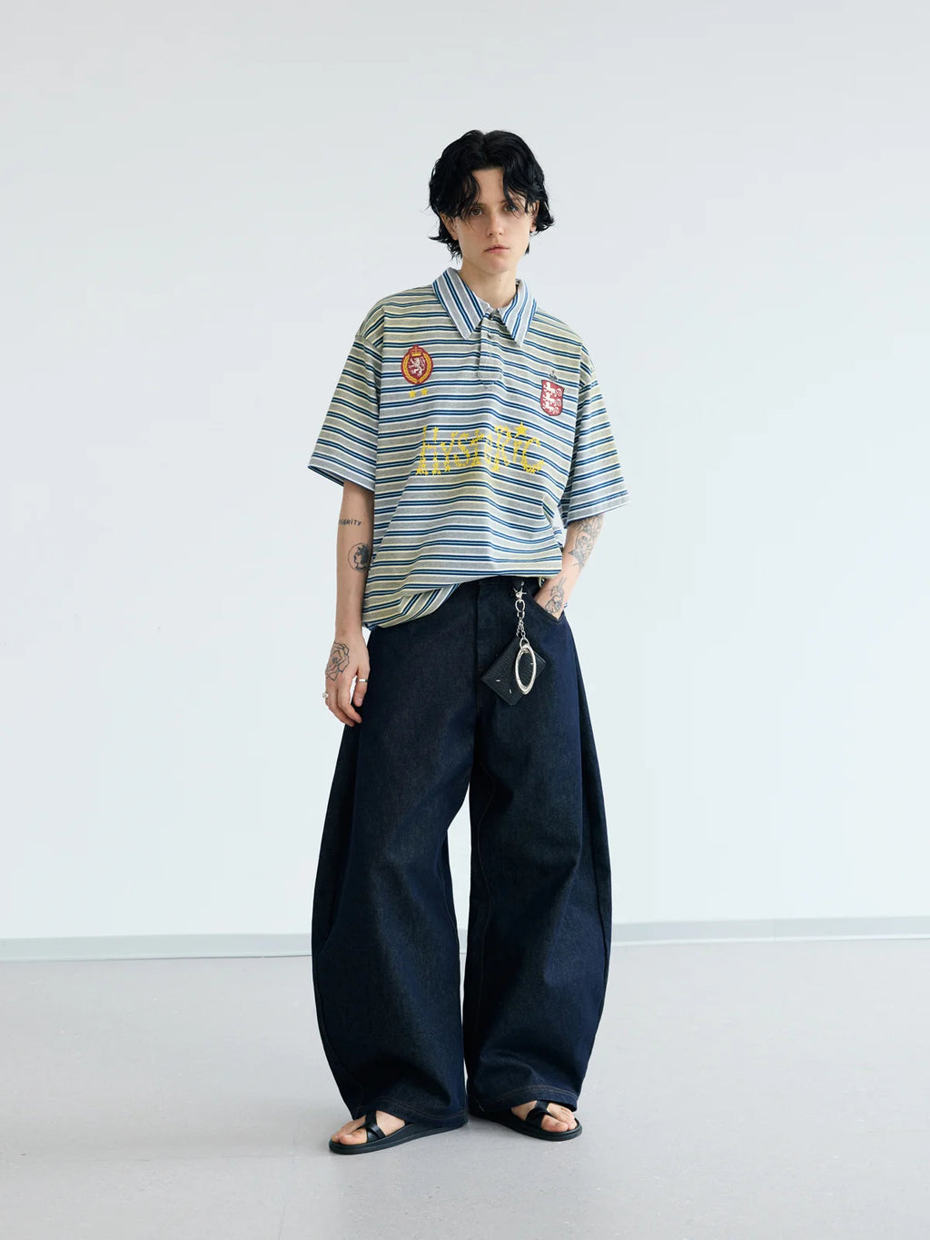 Peoplesense Dark Blue Raw Denim Jeans with Wide-leg